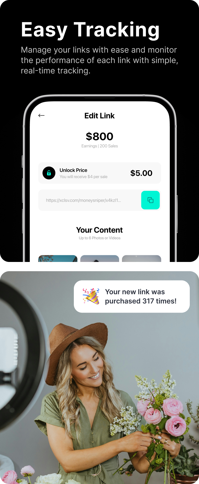 Easy Tracking - Manage your links with ease and monitor the performance of each link with simple, real-time tracking.